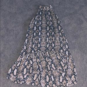 Snake Skin print halter dress with ruffled bottom